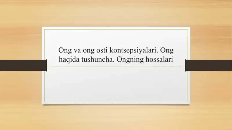 Ong va ong osti kontsepsiyalari 1