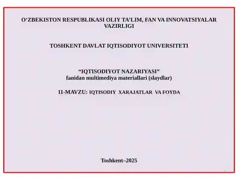 IQTISODIYOT NAZARIYASI