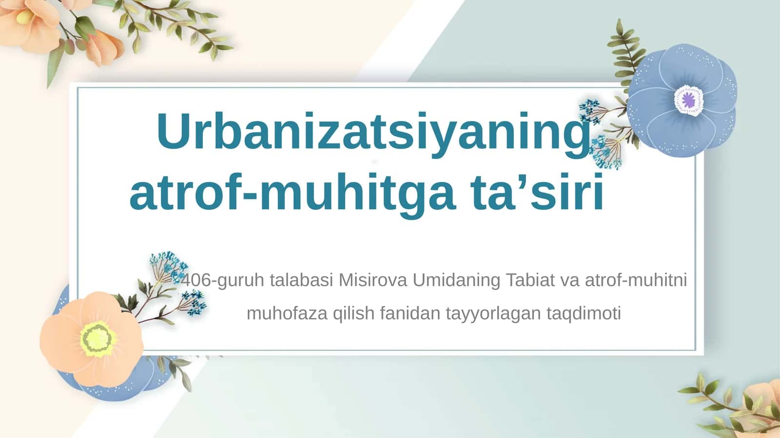 Urbanizatsiyaning atrof-muhitga taʼsiri 1