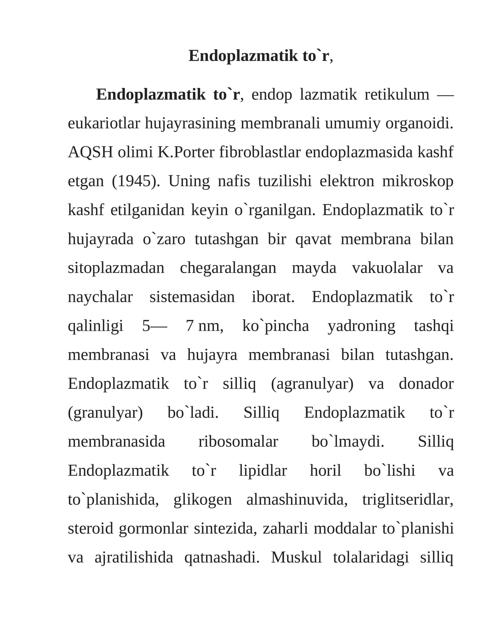 Endoplazmatik to`r 1