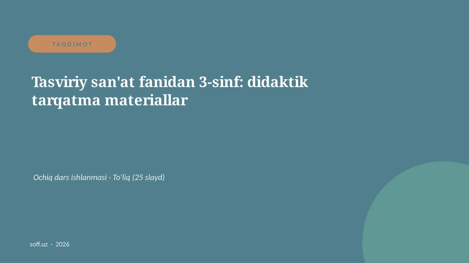 Tasviriy san'at fanidan 3-sinf: didaktik tarqatma materiallar 1