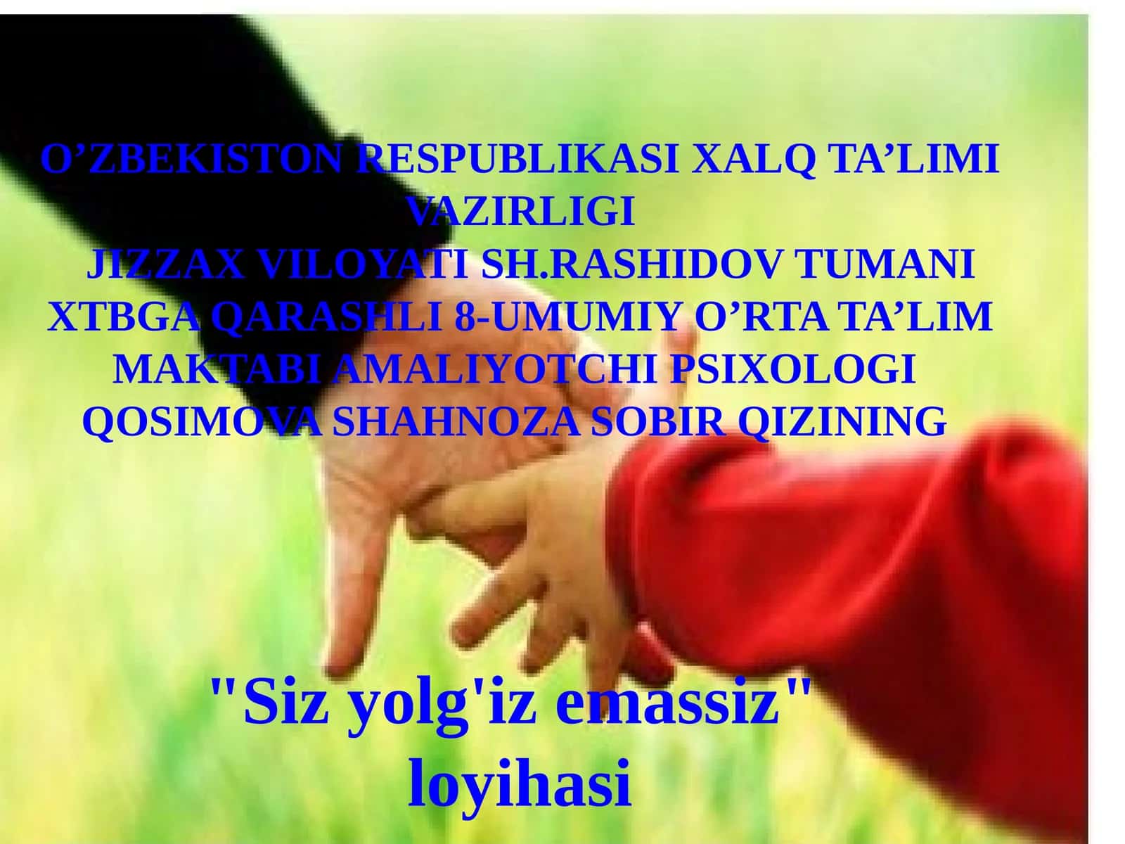 "Sizyolg'izemassiz" loyihasi 1