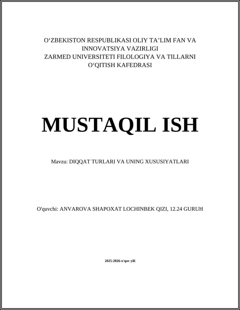 DIQQAT TURLARI VA UNING XUSUSIYATLARI 1