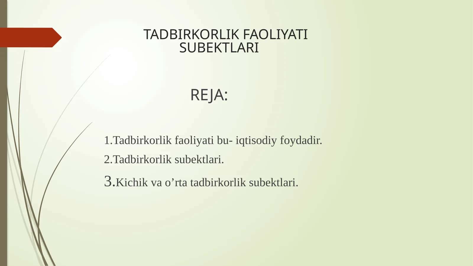 TADBIRKORLIK FAOLIYATI SUBYEKTLARI 1