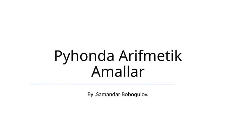 Python Arifmetik Amallar 1