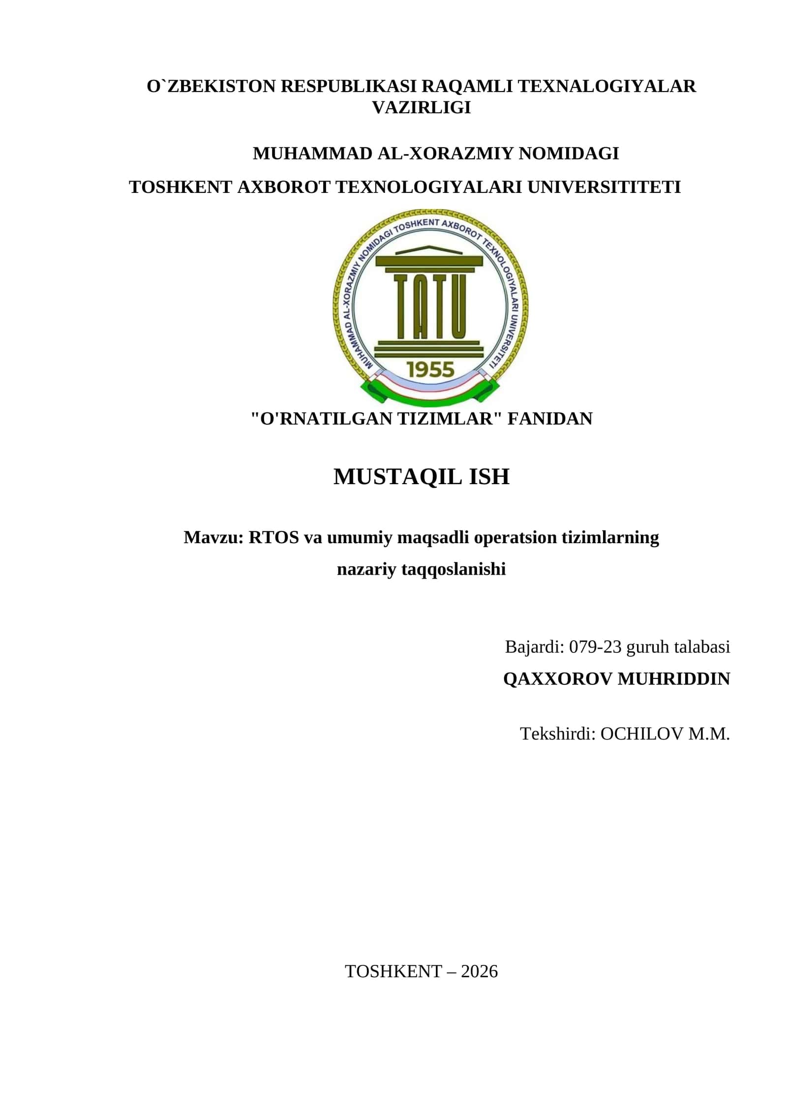 Umumiy maqsadli operatsion tizimlar 1