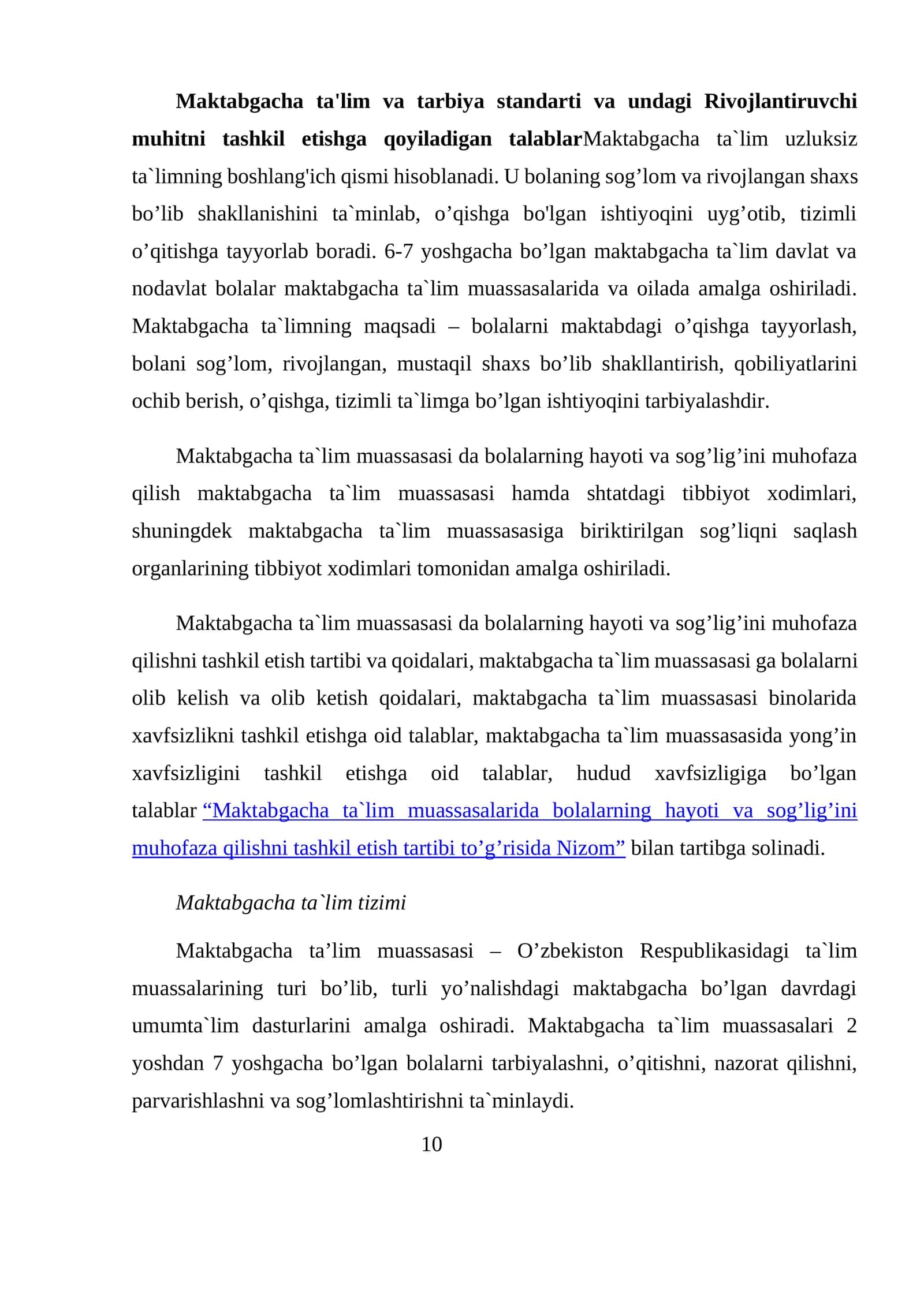 Maktabgacha ta'lim va tarbiya standarti 1