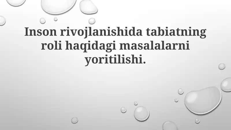 Tabiat va inson farovonligi 1