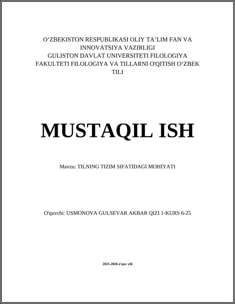 Tilning Tizim Sifatidagi Mohiyati 1