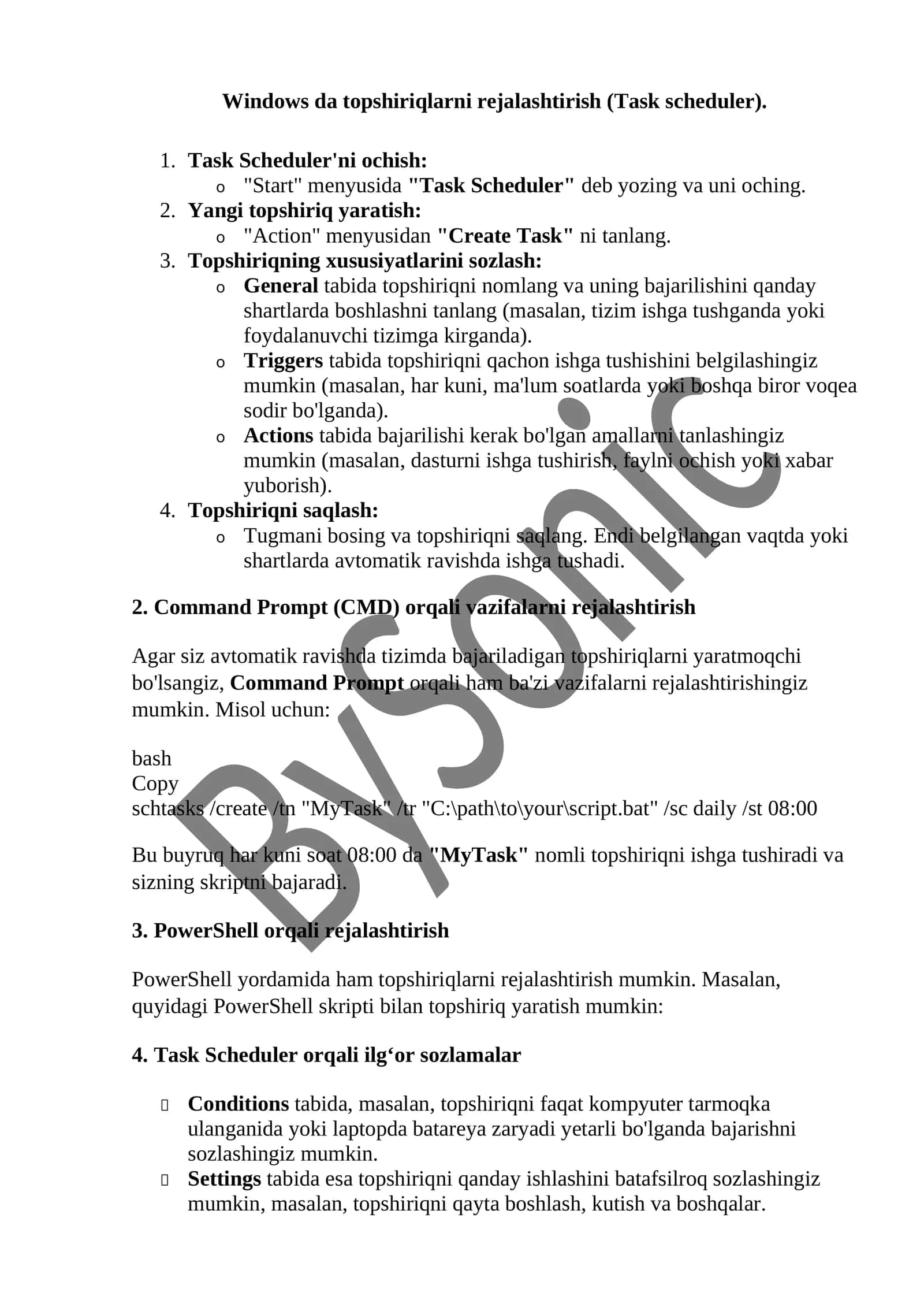 Windows da topshiriqlarni rejalashtirish (Task scheduler) 1