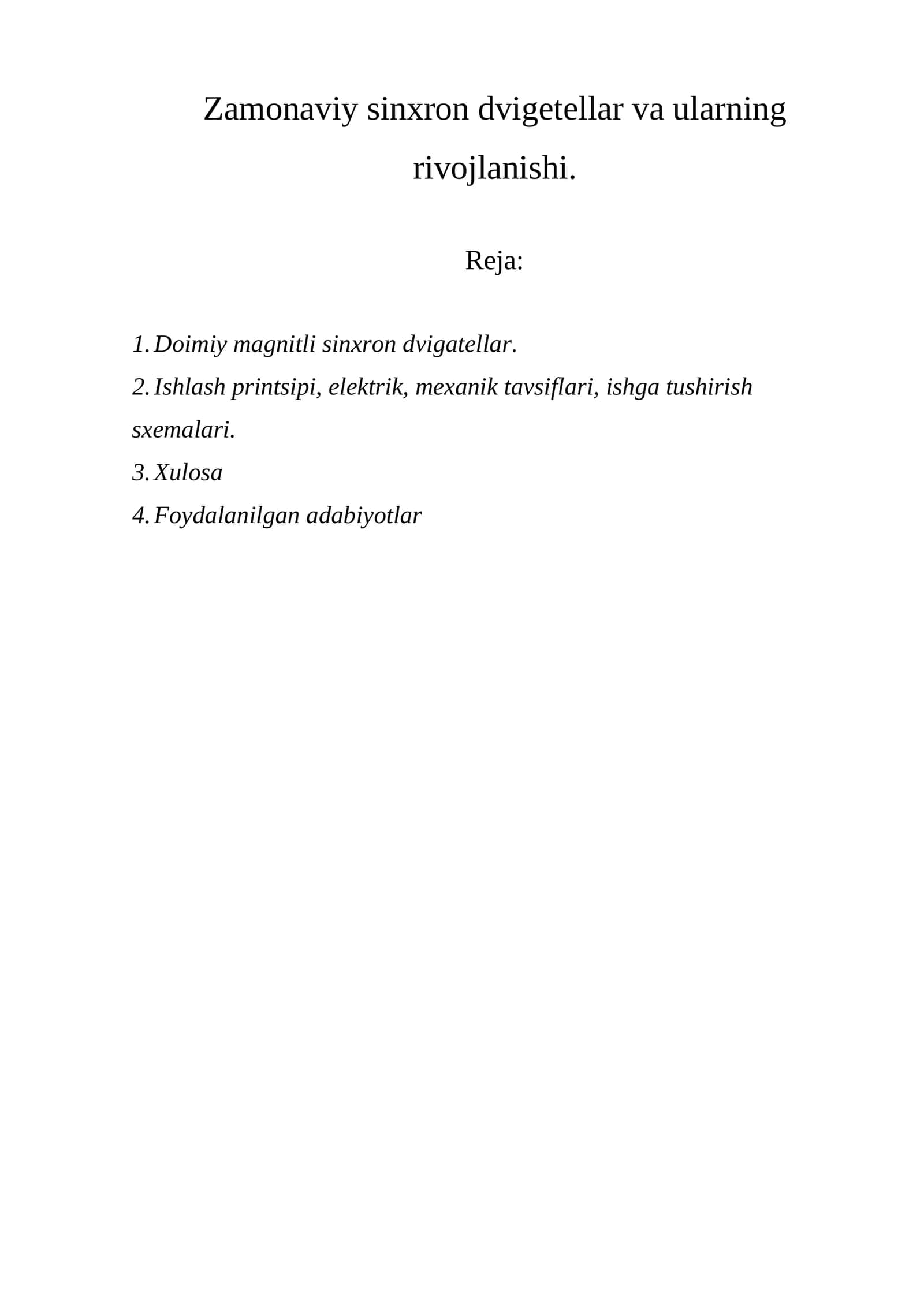Zamonaviy sinxron dvigetellar va ularning rivojlanishi 1