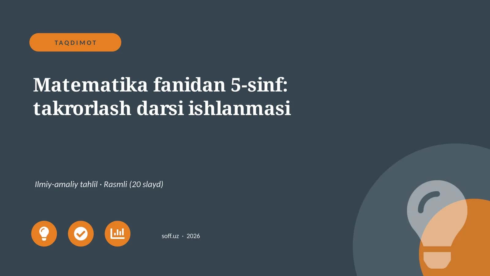 Matematika fanidan 5-sinf: takrorlash darsi ishlanmasi 1