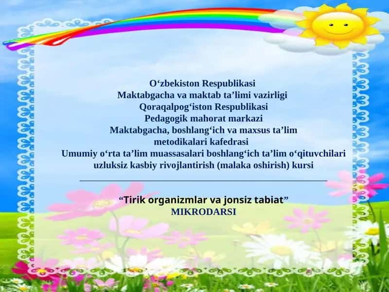 Tirik organizmlar va jonsiz tabiat 1