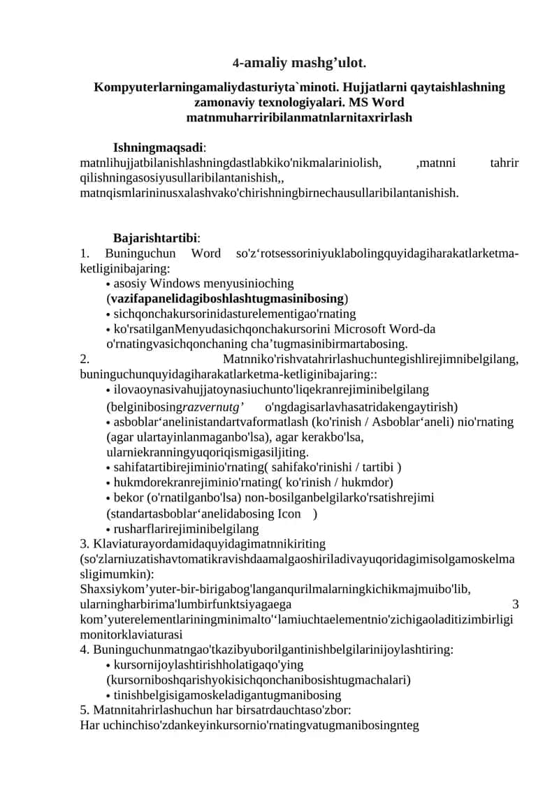 Kompyuterlarning amaliy dasturiy ta`minoti 1