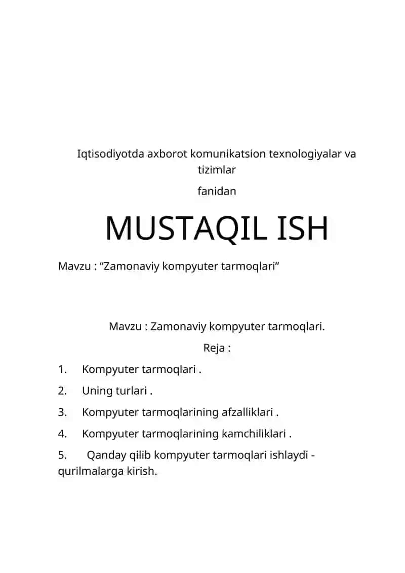 Zamonaviy kompyuter tarmoqlari