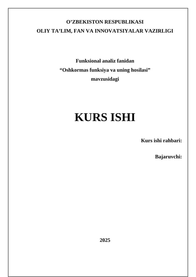 Oshkormas funksiya va uning hosilasi 1