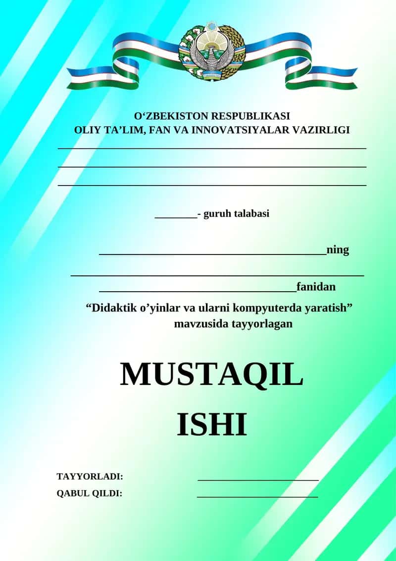 Didaktik o’yinlar va ularni kompyuterda yaratish 1