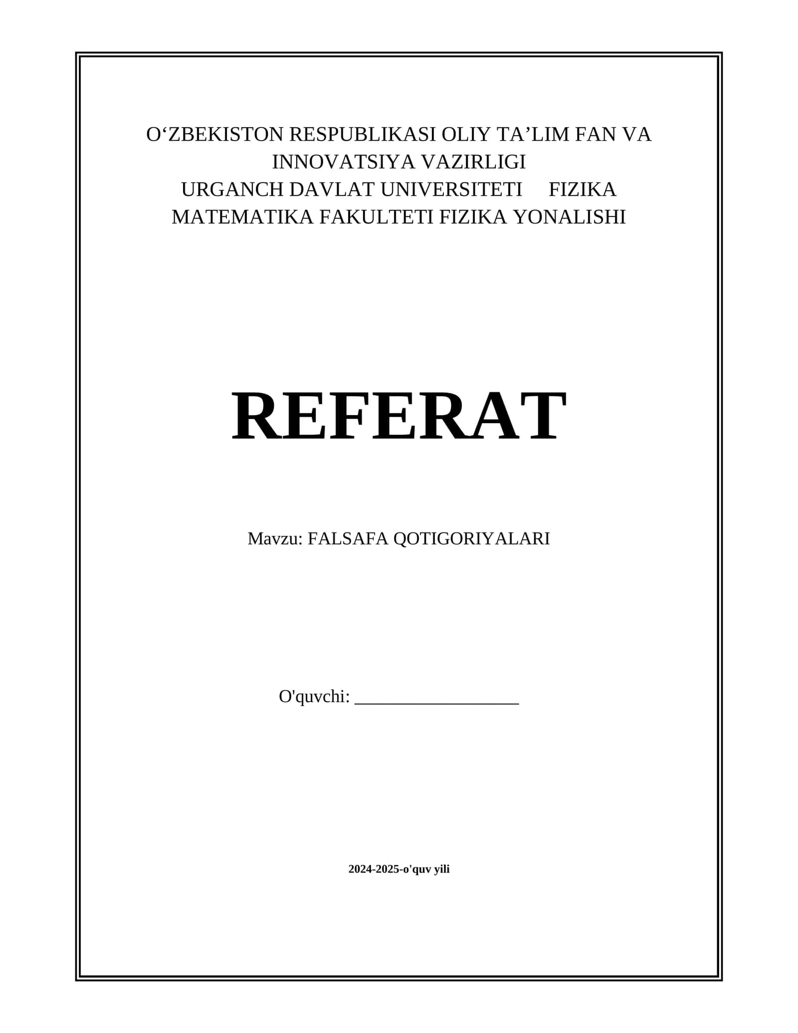 FALSAFA QOTIGORIYALARI 1