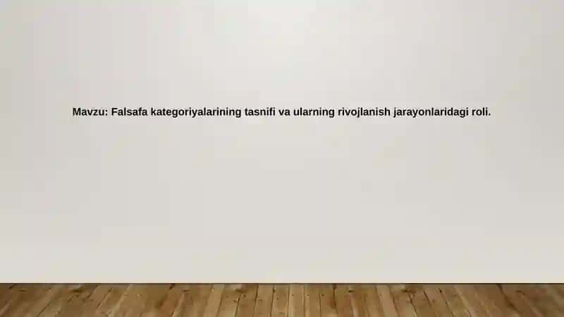 Falsafiy kategoriyalarning tasnifi