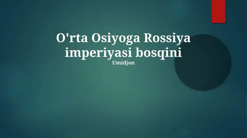 O'rta Osiyoga Rossiya imperiyasi bosqini 1