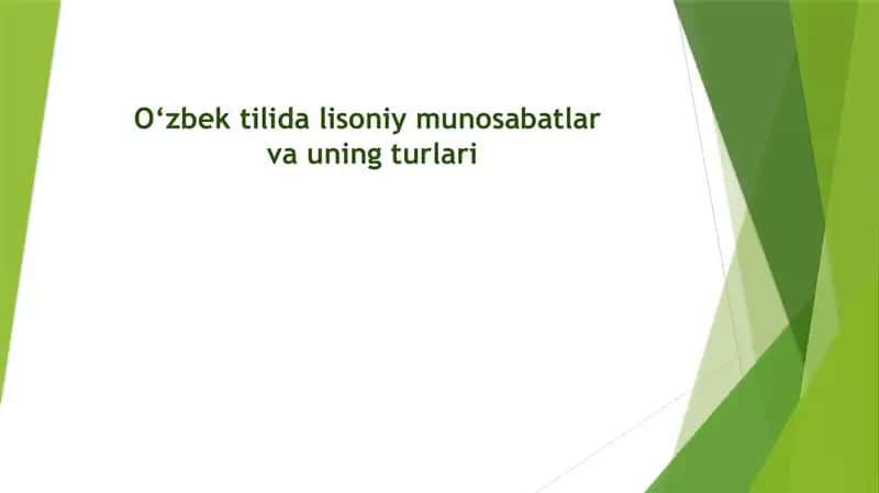 O‘zbek tilida lisoniy munosabatlar va uning turlari 1