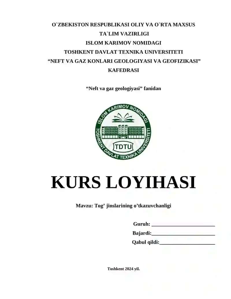 Tog’ jinslarining o’tkazuvchanligi
