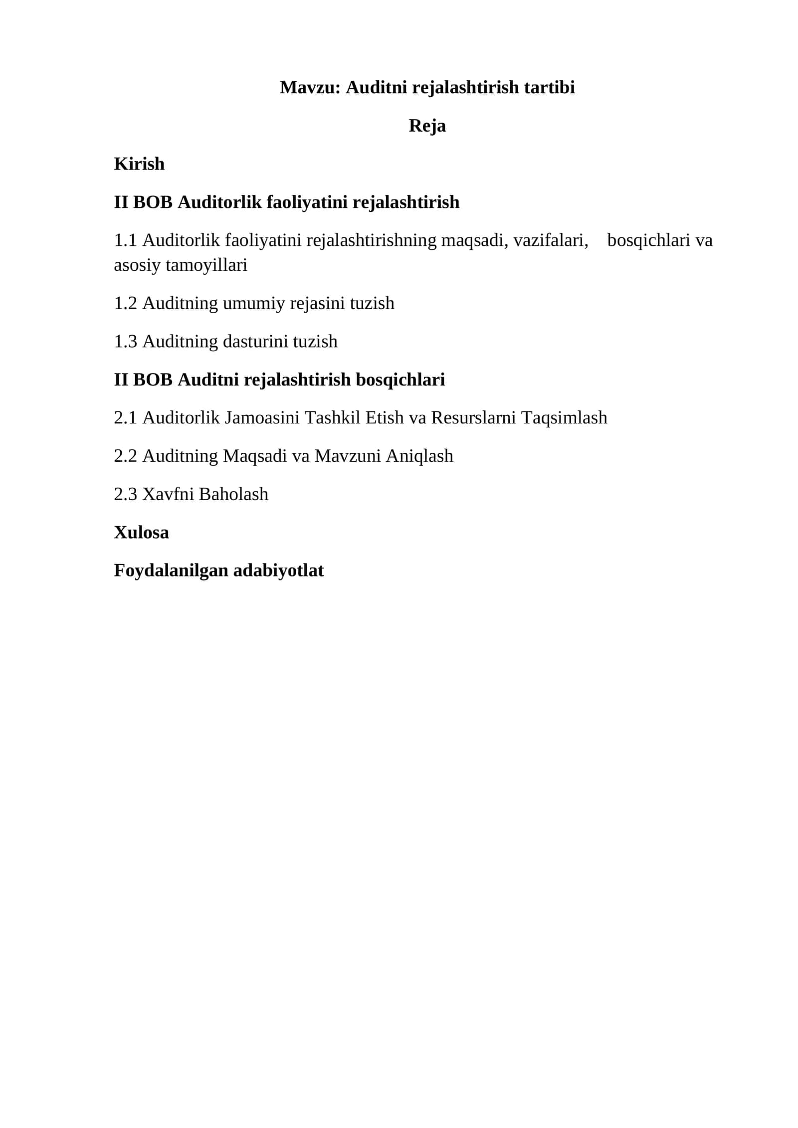 Auditni rejalashtirish tartibi 1