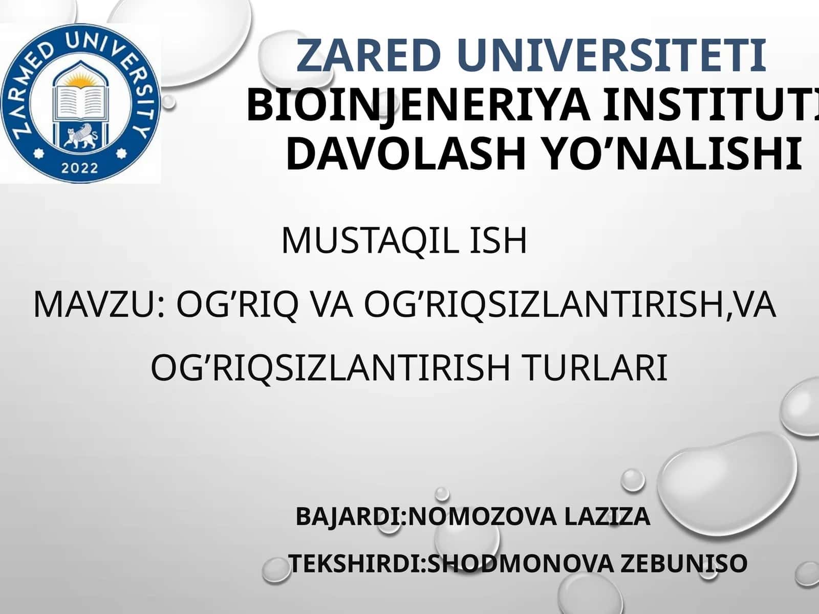 tibbiyot kasbiga kirish og'riqsizlantirish 1