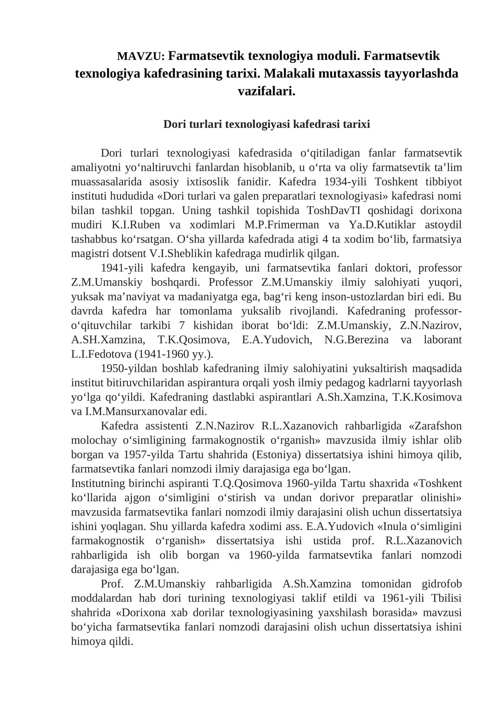 Farmatsevtik texnologiya moduli 1