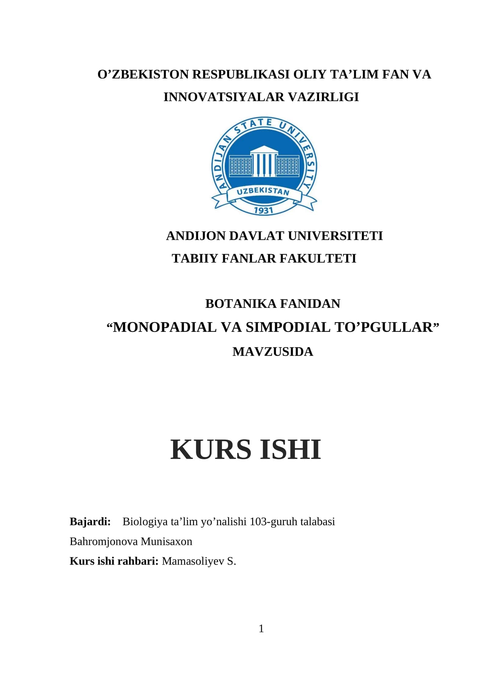 MONOPADIAL VA SIMPODIAL TO’PGULLAR 1