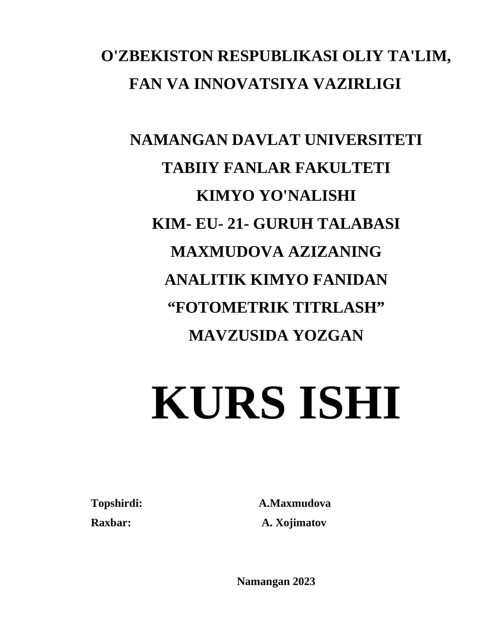 Fotometrik Titrlash Kursi 1