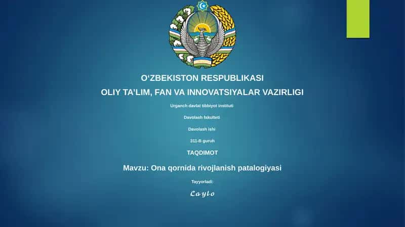 Ona qornida rivojlanish patalogiyasi 1