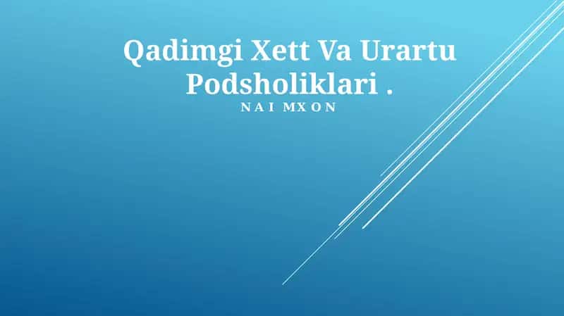 Qadimgi Xett Va Urartu Podsholiklari 1