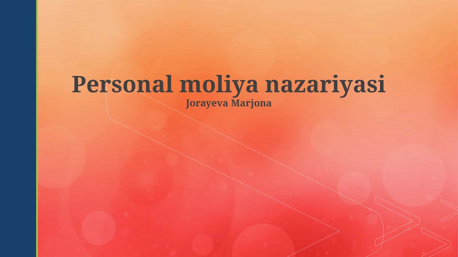 Personal moliya nazariyasi 1