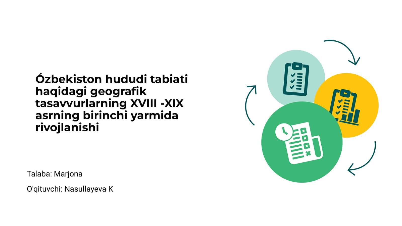 XVIII - XIX asrlarda O'zbekiston hududi tabiati haqida geografik tasavvurlar rivojlanishi 1