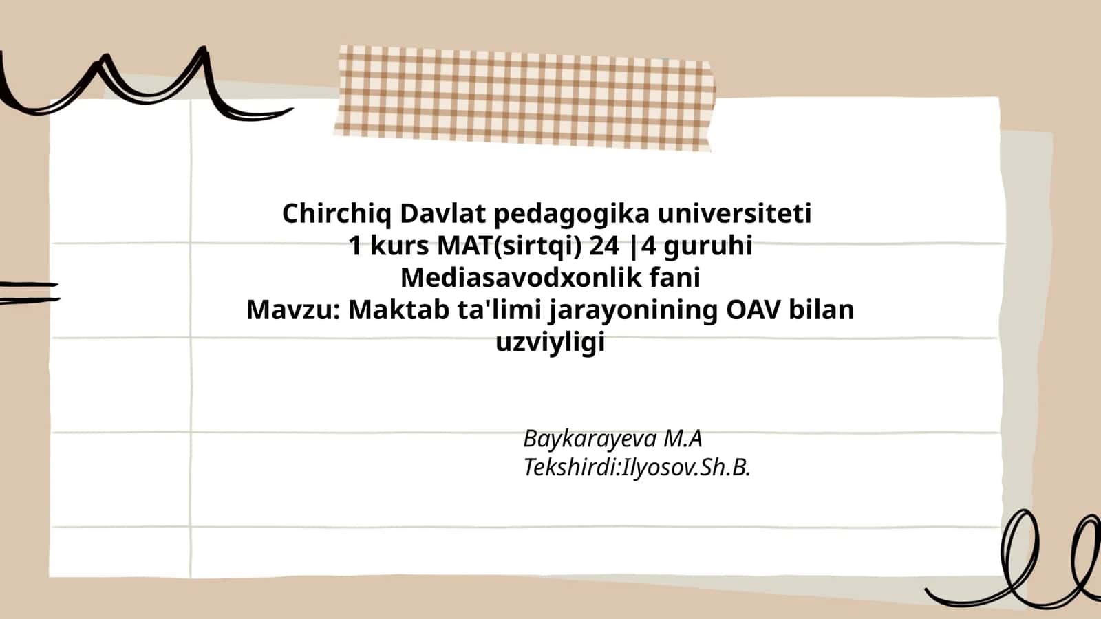 Maktab ta'limi jarayonining OAV bilan uzviyligi 1