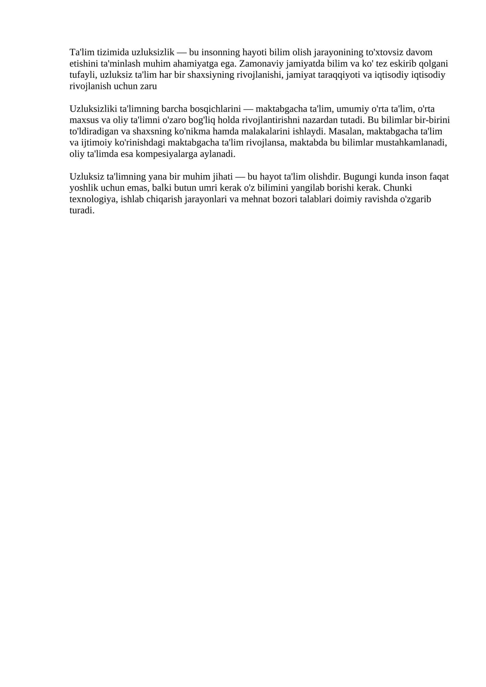 Ta'lim tizimida uzluksizlik 1