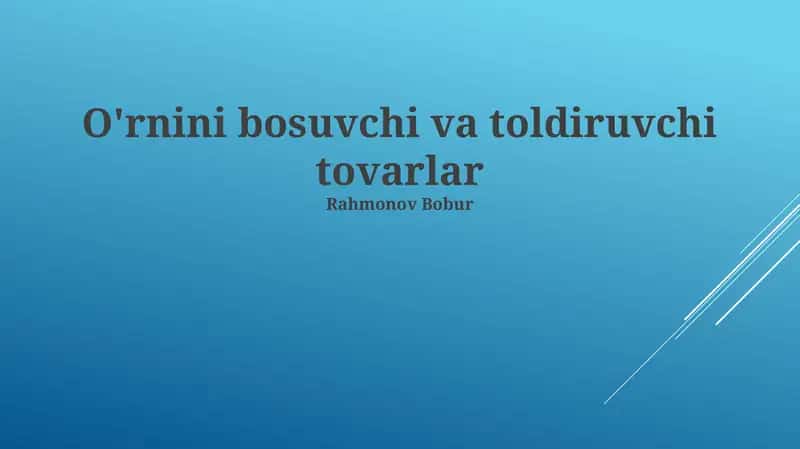 O'rnini bosuvchi va to'ldiruvchi tovarlar 1
