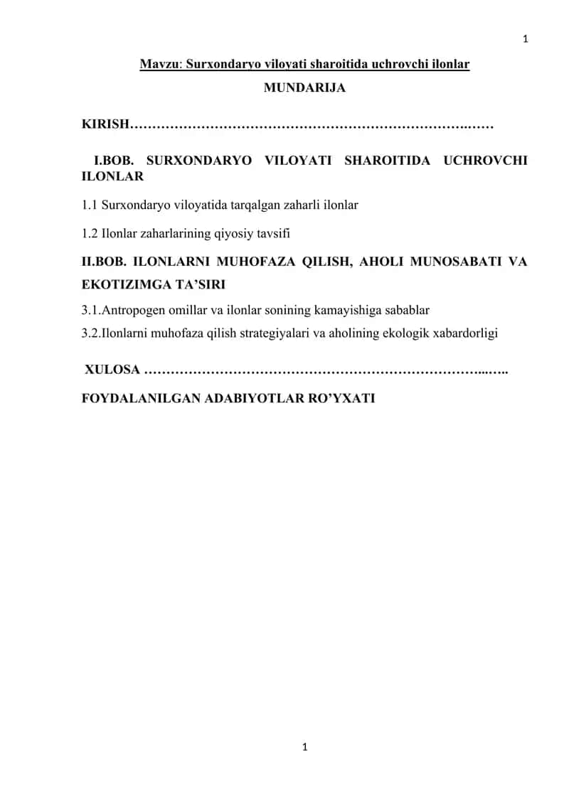 Surxondaryo viloyati sharoitida uchrovchi ilonlar 1