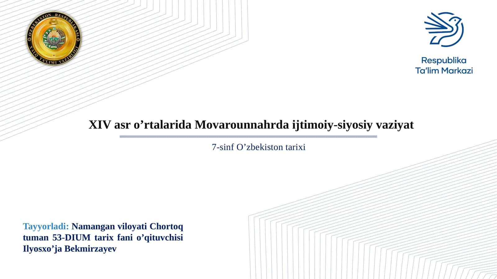 7-sinf O'zbekiston tarixi XIV asrning o'rtalarida Movarounnahrda ijtimoiy-siyosiy vaziyat 1