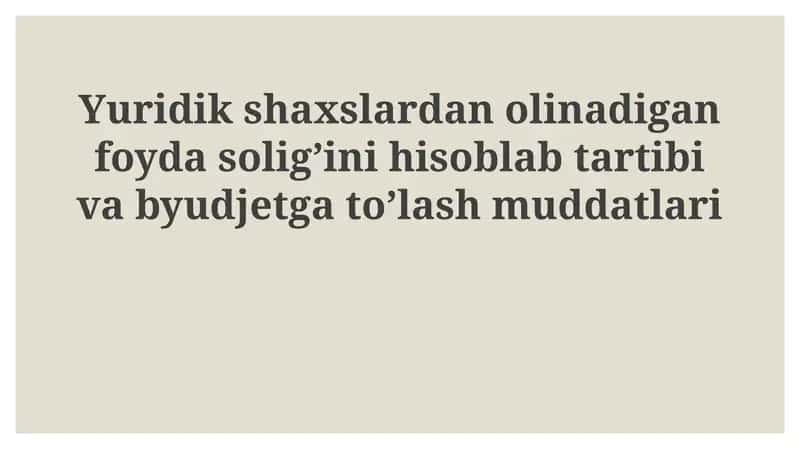 Korporativ daromad solig'i 1
