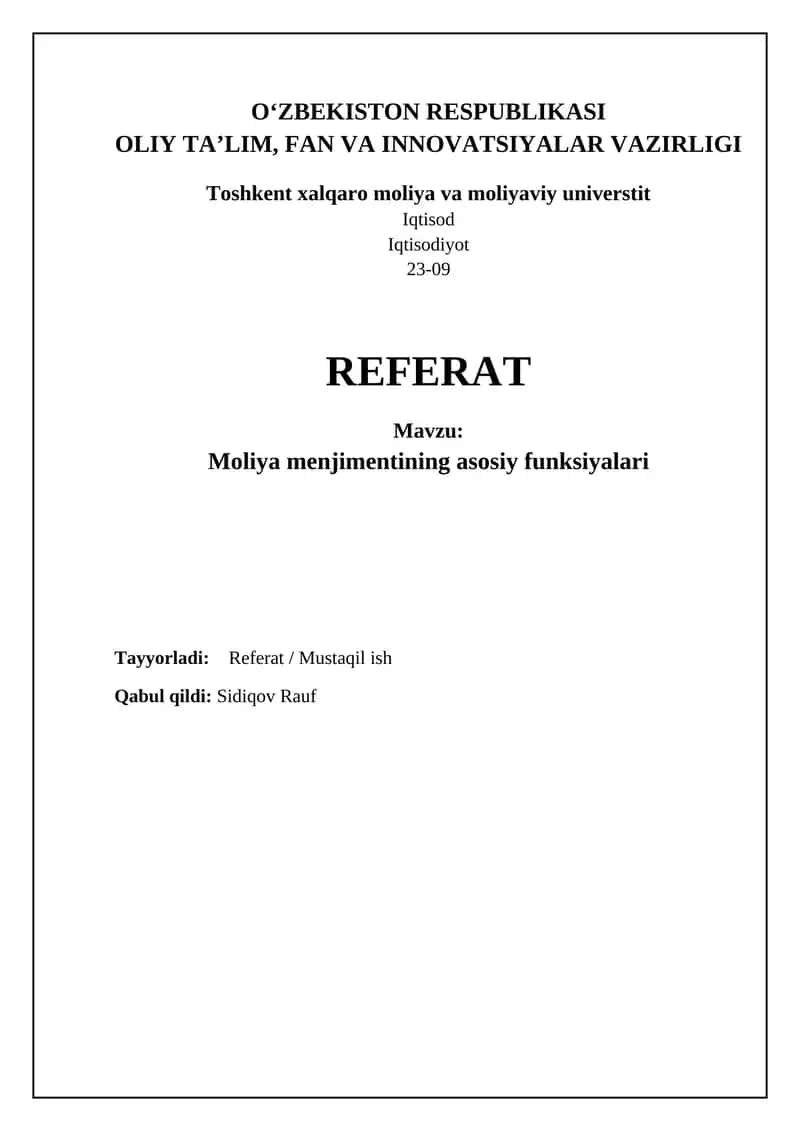 Moliya Menjimenti 1