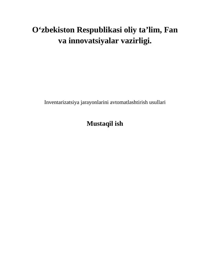 Inventarizatsiya jarayonlarini avtomatlashtirish usullari 1