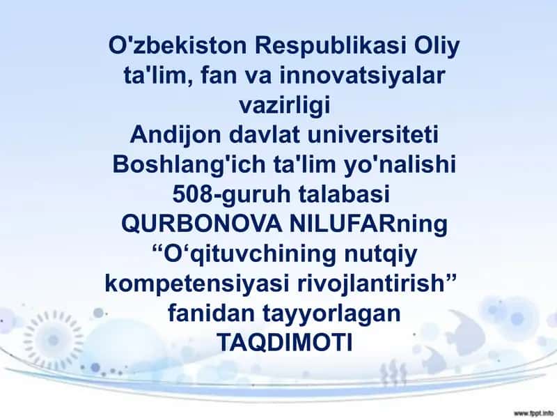 O‘qituvchi nutqining asosiy kommunikativ sifatlari 1