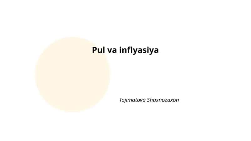 Pul va inflyasiya 1