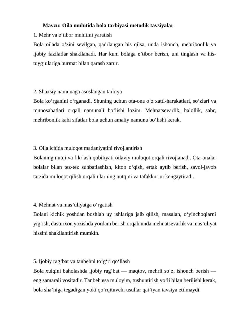 Oila muhitida bola tarbiyasi metodik tavsiyalar 1