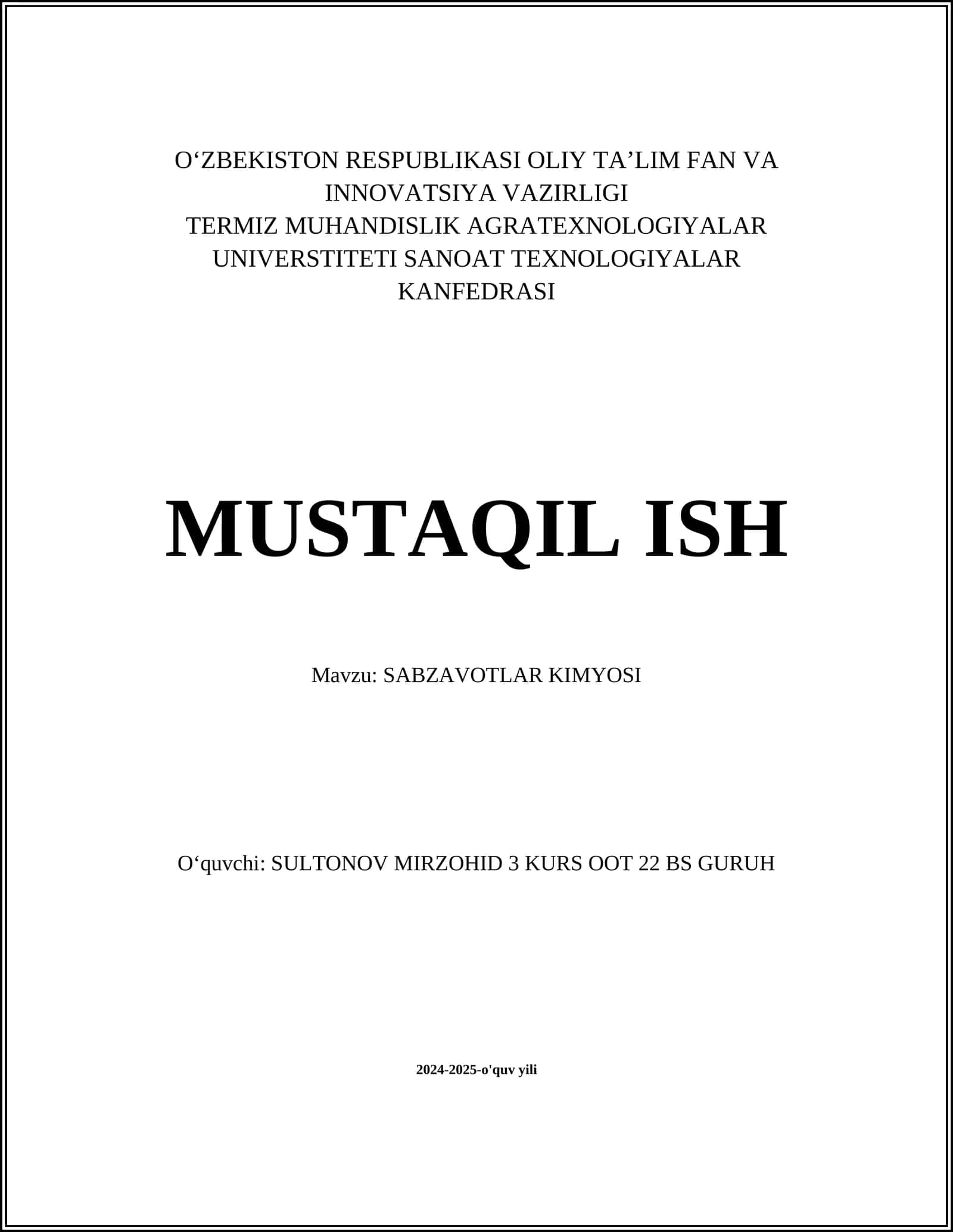 SABZAVOTLAR KIMYOSI 1