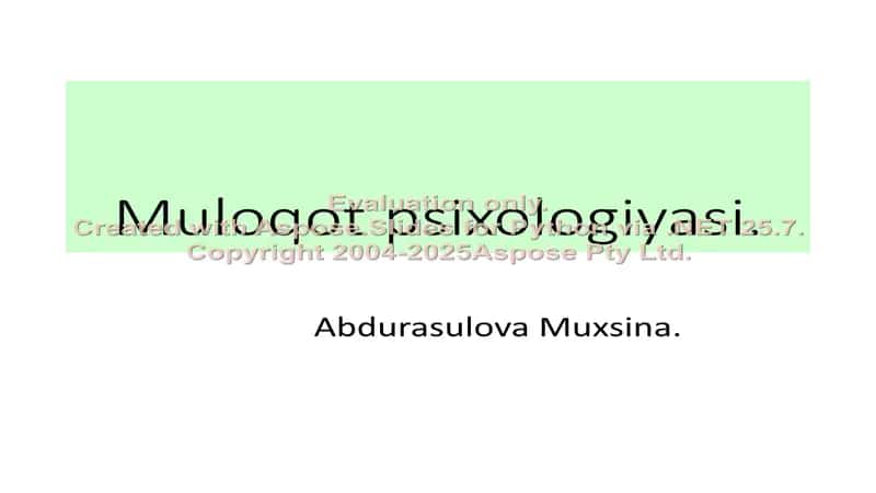 Muloqot psixologiyasi 1