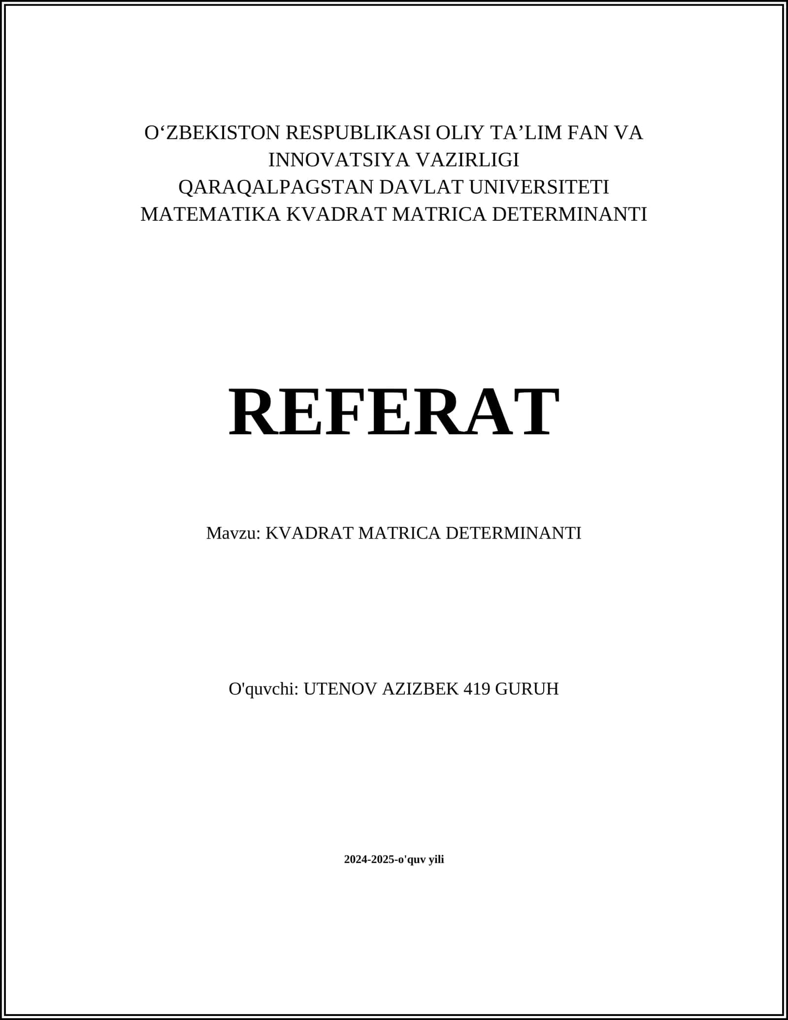 KVADRAT MATRICA DETERMINANTI 1