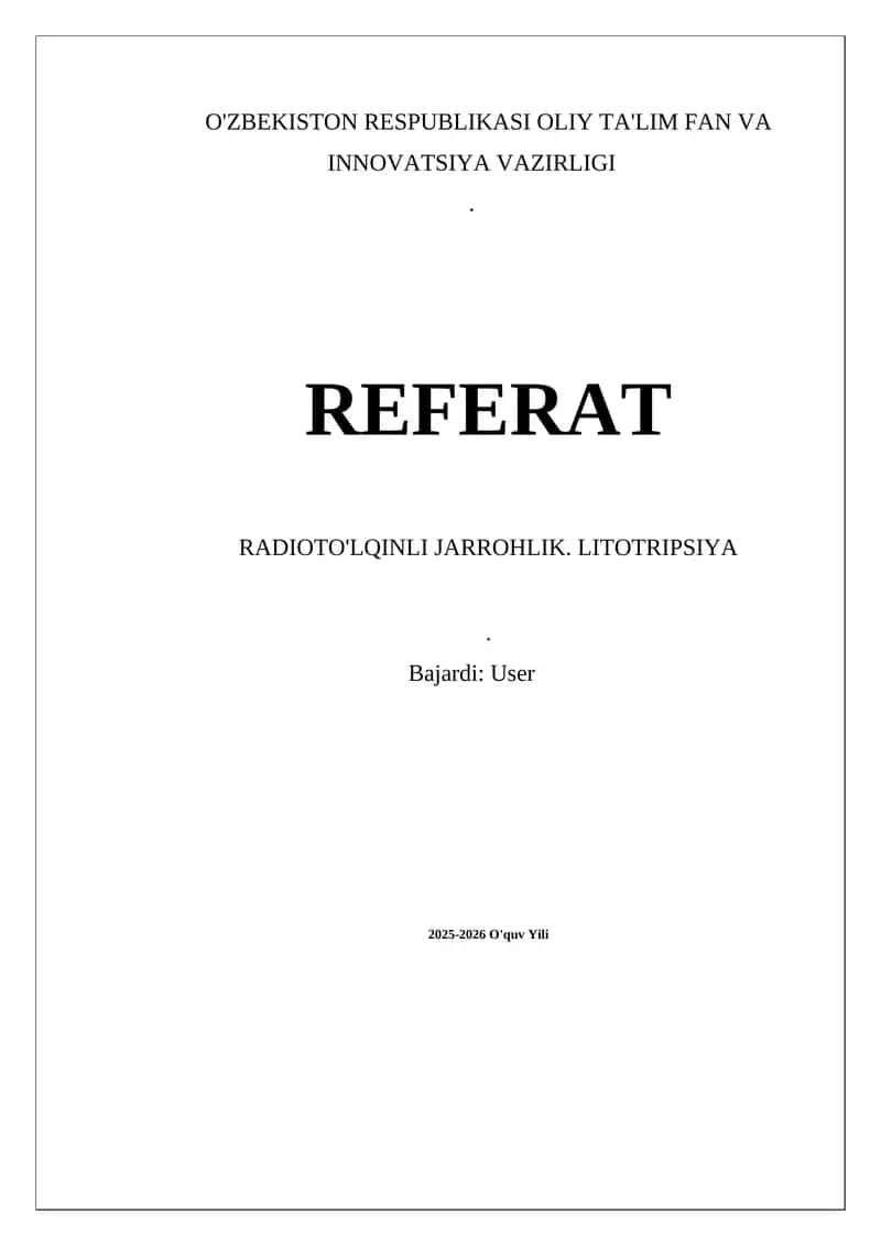Radioto'lqinli jarrohlik, litotripsiya 1